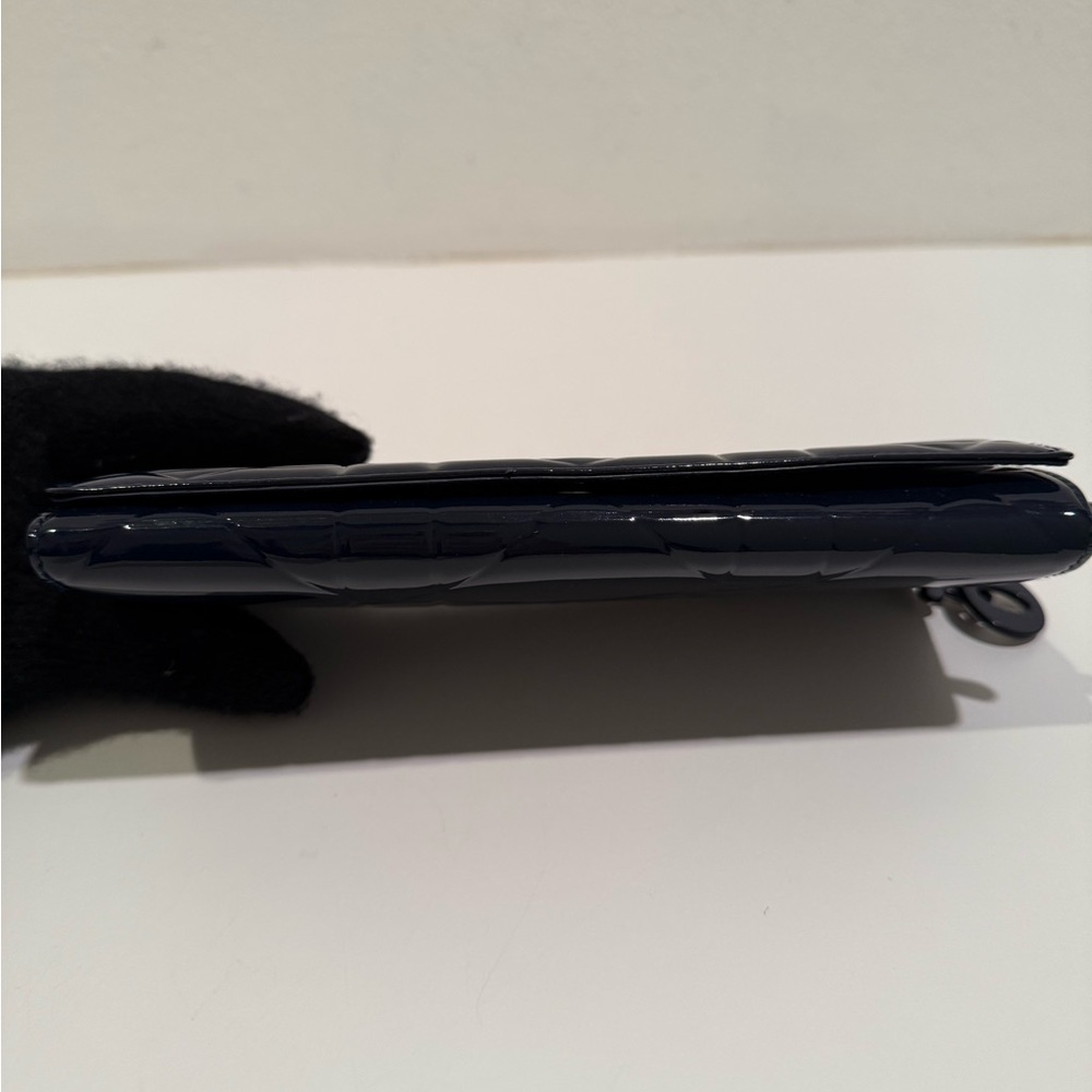 SOLD 🎉 Christian Lady Dior Navy Patent Leather Cannage Rendezvous Wallet Chain - Picture 8 of 13